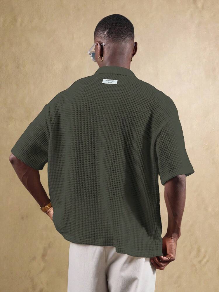 Open Knit Textured Polo Shirt