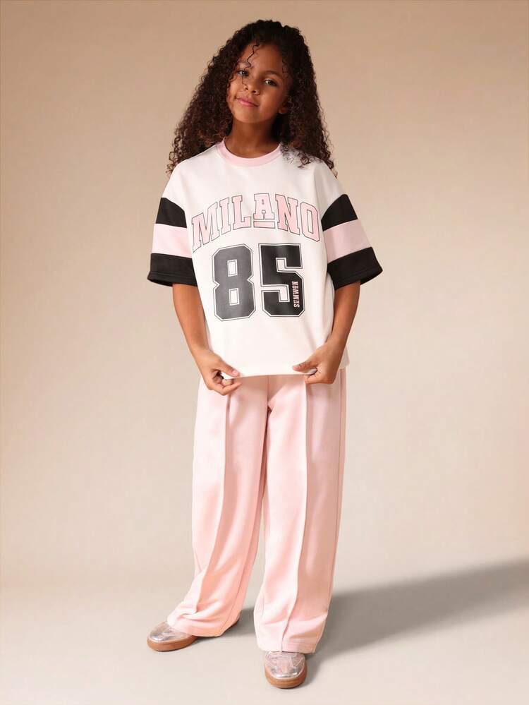 Completo t-shirt e pantaloni palazzo della Milano Varsity