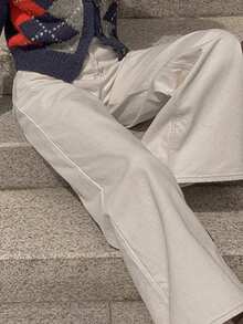 DAZY Women's Casual Versatile Straight-Leg White Jeans - White - View 1