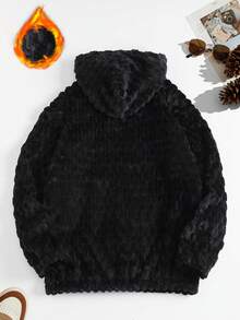 Manfinity CasualCool 男士休闲连帽抓绒卫衣，适合休闲、聚会、约会、办公、居家、户外活动、正式或休闲场合，自穿或送礼皆宜。 - 黑色 - 查看 2