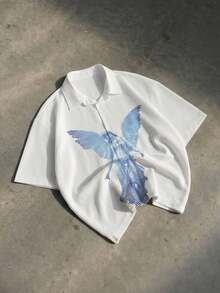 Manfinity BRENVOR Men's Positioning Print Short Sleeve Shirt, Spring/Summer - White - View 2