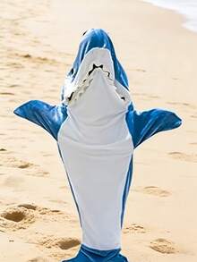 A Shark-Print Plush Hooded Bathrobe That Combines The Functions Of A Bathrobe, Loungewear, And Sleeping Bag. A Winter Bathrobe, Comfortable Long-Sleeved Zip-Up Pajama Set Perfect For Fall And Winter Wear - Women'S Soft Plush Loungewear. - Multicolor - View 6