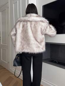 Ronhire Women's Winter Lapel Open Front Fluffy Jacket