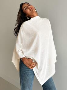 Aloruh 杏色针织斗篷毛衣，轻便通勤款，春季 - 杏色 - 查看 6