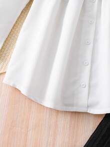 两件套少女休闲条纹长袖衬衫搭配弹力喇叭裤套装，适合秋冬季穿着 - 黑色 - 查看 6