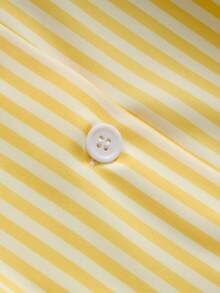 GlowEve 女士夏季梭织无弹力条纹印花V领开襟插肩短袖收腰A字中长休闲连衣裙，印花图案位置可能有所不同 - 彩色 - 查看 5