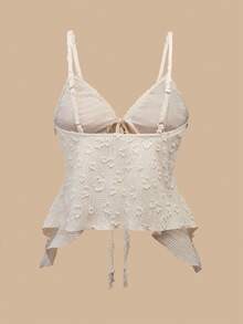 Travachic Canotta estiva da donna con volant, pendente decorativo e lacci, adatta per primavera-estate, San Valentino, costumi di carnevale, elegante per feste, spiaggia, matrimoni, vacanze estive, casual - Albicocca - Visualizzare 2