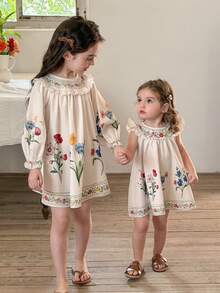 LMoss Kids 少女碎花荷叶边休闲连衣裙 - 彩色 - 查看 7