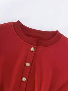 Franclia Women's Long Sleeve Sweatshirt, Long Sleeve Graduation Season Top, Back To School Women's, Graduation, Teacher Work Attire, Autumn/Winter - Red - View 4