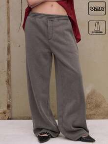 COUREZ بنطلون جوجر واسع الساق مغسول بطراز Y2K الفينتاج الكبير الحجم