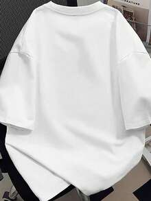 Manfinity Dauomo 男士字母印花圆领休闲宽松T恤 - 白色 - 查看 2