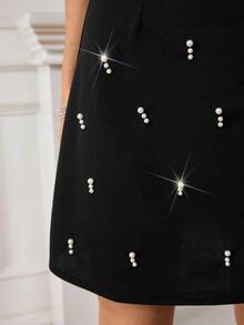 Modelyn Sexy Beaded Waist Bodycon Party Dress For Women - Black - View 7