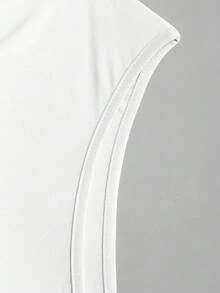 Sweetra 女士纯色褶皱露肩连体衣，修身百搭 - 白色 - 查看 5