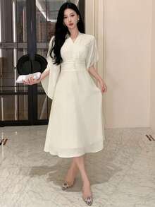 Dazy Tall Robe longue élégante avec taille cintrée pour grandes tailles