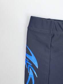 Manfinity Swimmode 男士字母印花休闲沙滩泳裤 男士泳装 男士泳衣 男士压缩泳裤 - 深灰色 - 查看 6