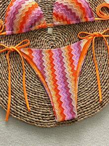 Swim Vcay Striped Tie-Front Bikini Bottom - Multicolor - View 1