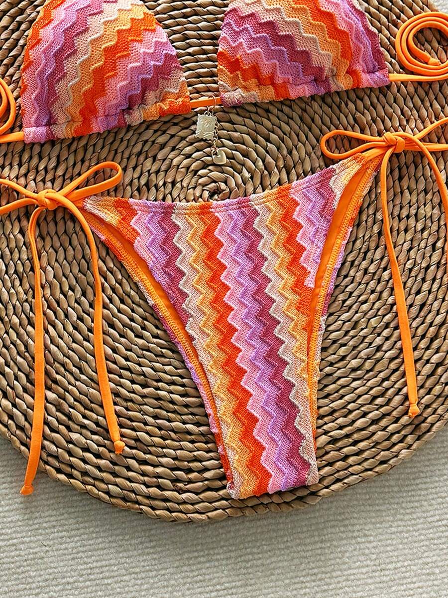 Swim Vcay Striped Tie-Front Bikini Bottom - Multicolor - View 1