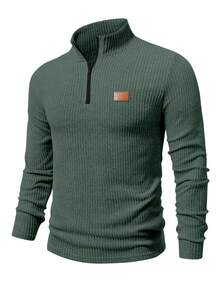 Manfinity Homme Áo thun nam cổ lọ màu trơn, tay dài, khóa kéo nửa thân, áo len nam, áo giữ nhiệt nam, áo cổ lọ nam, áo cổ lọ nam, áo khóa kéo ¼, phong cách cổ điển, thích hợp mặc hàng ngày, đi chơi cuối tuần, hoạt động ngoài trời, du lịch, môi trường làm việc thoải mái hoặc các dịp bán trang trọng, quà tặng cho bạn trai/chồng, quà kỷ niệm/sinh nhật, quà tặng tiệc tùng, kỳ nghỉ hè, lễ hội, năm mới, đám cưới, ngày Valentine. - xanh quân đội - Xem 5