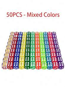 50pcs Colored Dice, 6-Sided Dice For Board Games, 14mm Loose Dice For Parties, Board Games (Random Color) - Multicolor - View 13