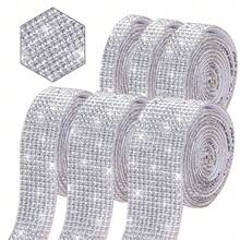 1 Cuộn ruy băng đính đá trang trí DIY, thích hợp để trang trí hộp quà, quà tặng. - trắng - Xem 6