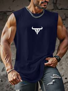 Manfinity Homme Men's Casual Comfortable Breathable Round Neck Tank Top, Summer - Royal Blue - View 1