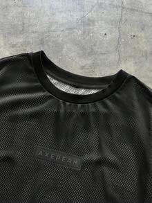 AXEPEAK Men's Casual Fashion Street Jesus Letter Print Short Sleeve T-Shirt, Summer - Black - View 3