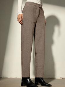 Aveloria Modichic Straight Leg Low Waist Casual Straight Trousers - Khaki - View 5