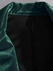 GlowEve 2pcs Women's Elegant Solid Color Versatile Velvet Blazer And Mermaid Hem Skirt Set, Autumn - Dark Green - View 3