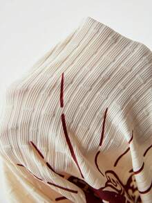 SoleilVie 春夏新款字母印花圆领休闲百搭长袖T恤，复古风，热转印爱心纹理面料，通勤百搭，柔软亲肤面料，适合户外穿着，新款女式上衣，新款女士红色T恤，女士印花T恤，情人节长袖T恤，女士印花T恤 - 米色 - 查看 7