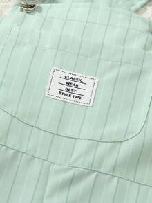 Young Boy Striped Suspender Pants, Suitable For School, Outings, Play, Vacation, Etc. - Green - View 4