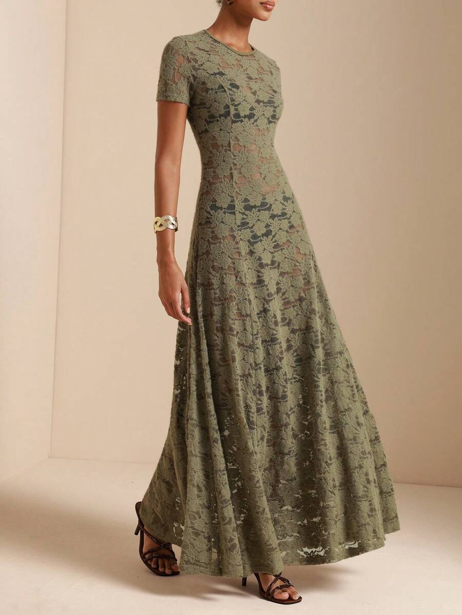 SHEIN Veneréa 女士性感蕾丝束腰连衣裙