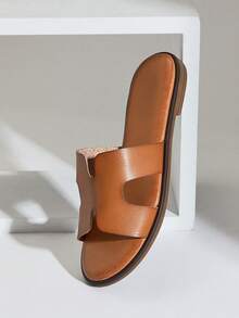 SHUZIA Women's Minimalist Casual Comfy Cut-Out Flat Sandals - Beige - View 6