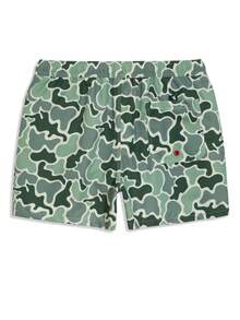 Manfinity VDAYZ Pantalones cortos de playa casuales con cintura elástica y bolsillos, de camuflaje para hombres - Verde Oliva - Ver 2