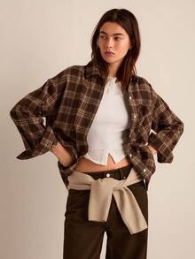 Easelle 格纹印花纽扣衬衫、长袖上衣 - 彩色 - 查看 3