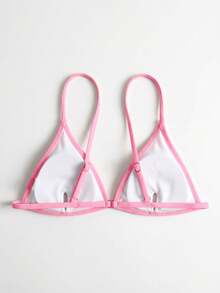 SHEIN Swim Áo bơi mùa hè dây mảnh màu trơn - Màu Hồng baby - Xem 2