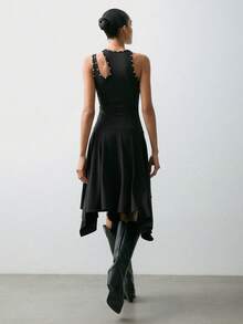 Maija 2025款不对称肩部女士中长连衣裙 - 藏蓝色 - 查看 5