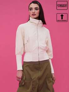 COUREZ Giacca collo alto / Top sexy da uscire in stile Y2K carino per la primavera - Bianco - Visualizzare 1
