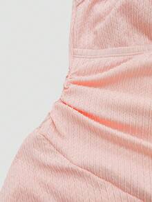 Sweetra Plus Size Women's Sweet Cute Textured Fabric Starfish Decor Camisole Dress + Swim Shorts 2 Piece Set, Summer Beach Vacation Swimming Dress Bikini Dress Skirt Swimsuit Bathing Suits For Women Pink