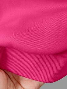 Lalippa 女士宽松拉链卫衣 - 玫紅色 - 查看 6