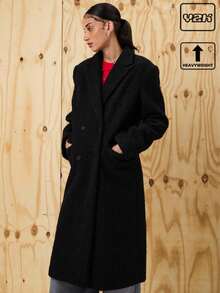COUREZ Oversized Double Breasted Overcoat /Y2K Spring Going Out Spring Elegant - Black - View 1