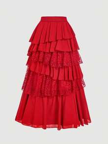 SHEIN MOD 波西米亚西部风情：70年代杏色飘逸雪纺蕾丝长裙——您在金色午后野餐和波西米亚风情冒险中的轻松伴侣