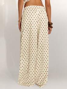 SHEIN BAE 女士波点印花休闲裤 - 杏色 - 查看 2