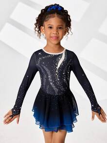 Fashionable Ice Skating Outfit, Elegant Shiny Jumpsuit For Training - Multicolor - View 3