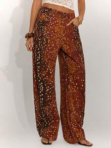 SHEIN BAE 女士休闲宽松牛仔裤，带口袋 - 中等水洗藍 - 查看 5