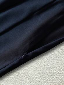 SHEIN Tall CURVE Bộ đồ hai mảnh dệt kim cỡ lớn, thanh lịch, thích hợp cho đi làm vào mùa xuân và mùa thu. - Màu xanh hải quân - Xem 6