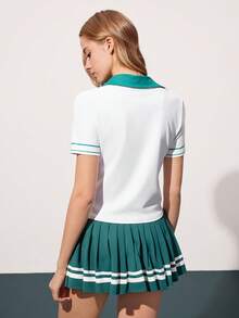 CourtClass 女士撞色 Polo 领短袖网球衫 - 彩色 - 查看 2