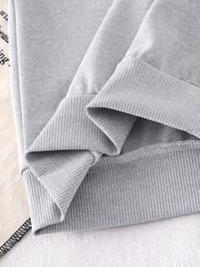 2 件套年轻女孩可爱猫咪印花头带上衣和心形印花紧身裤，休闲秋季装 - 灰色 - 查看 8