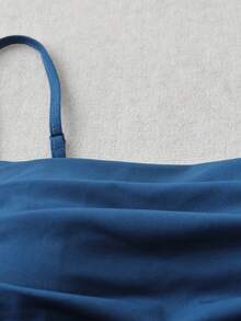 Modelyn New Pleated Knit Camisole Casual Sexy Versatile Camisole Tank Top - Teal Blue - View 3