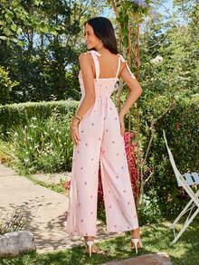 KARISMINA 女士优雅粉色连体裤，宽松版型，舒适的后背设计，适合春夏穿着 - 粉色 - 查看 2