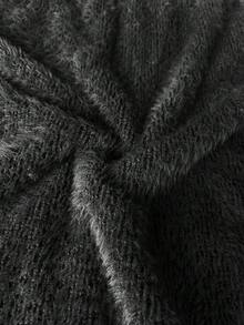 SHEIN EZwear 女士休闲纯色不对称领长袖连衣裙 - 黑色 - 查看 6